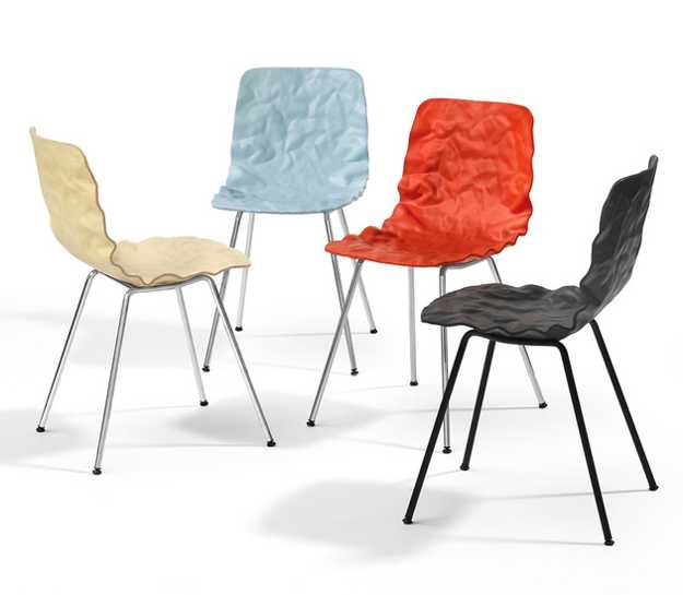 contemporary chairs with crumpled surfaces