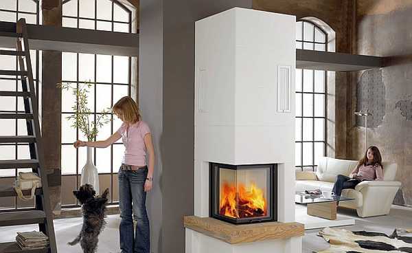 space saving corner fireplace design