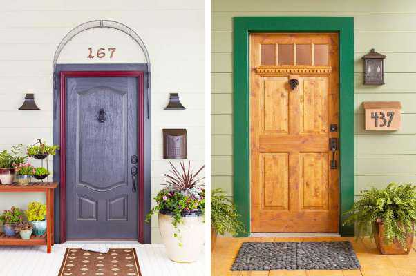 green and purple colors for front door decorating