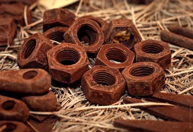 chocolate treats look like nuts and tools