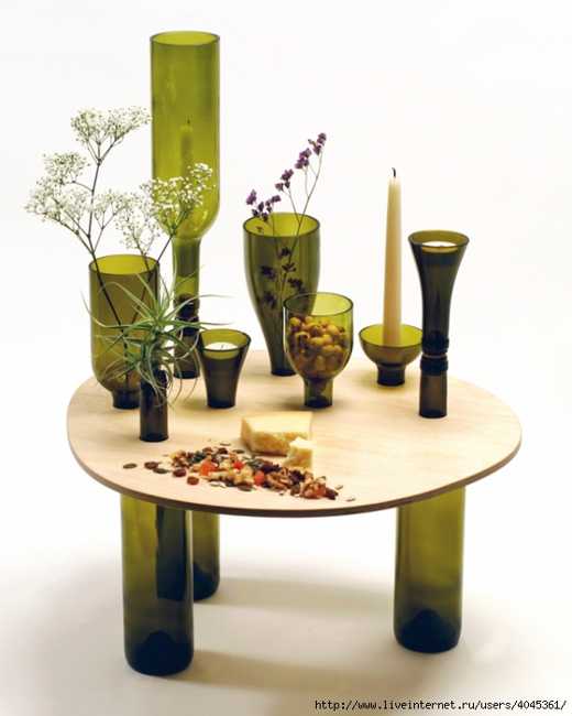 glass bottle furniture and vases