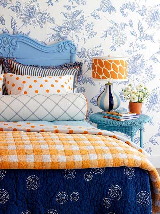 orange and blue bedroom colors