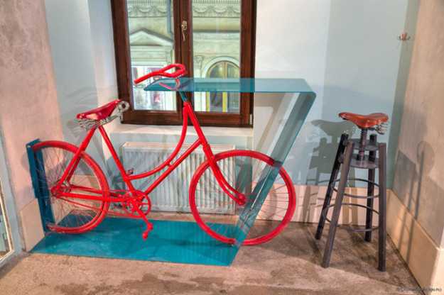 modern table made of bike