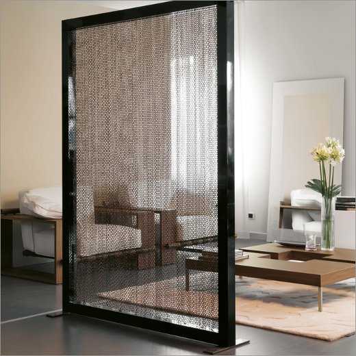 contemporary room divider in black frame