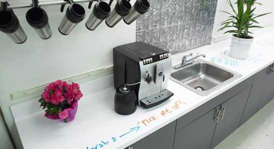 kitchen countertop painted with dry erase paint