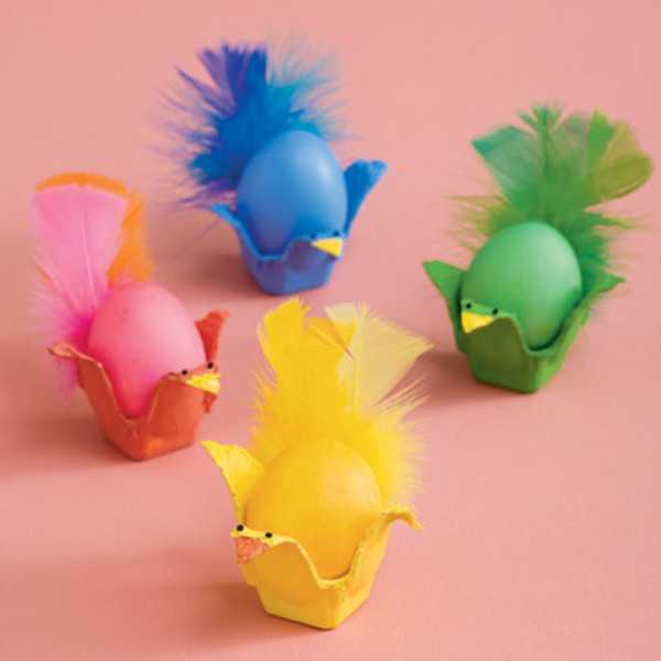 colorful easter egg decorations with feathers