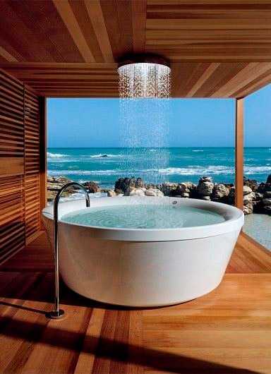 modern bathroom design with glass walls