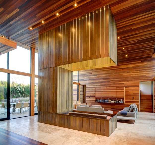 wood and bronze interior design