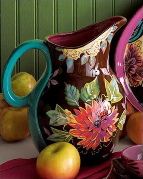 pitcher with floral design