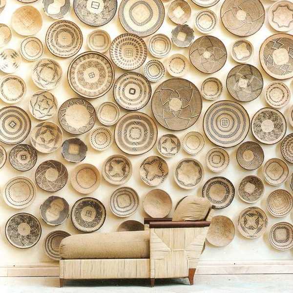 modern wall design with wicker plates