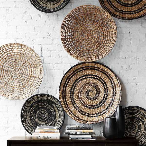 Modern Wall Design Handmade Wicker Plates Bowls Baskets Dishes 5 