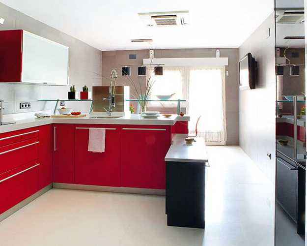 Kitchen Interior Design Red And White