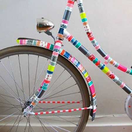 tape stripes in various colors for bike frame decorating