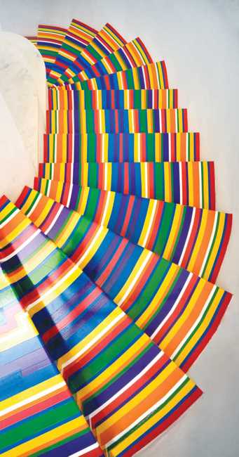 pattern created with vinyl tape stripes