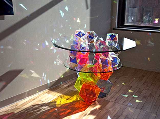 colorful glass top table design