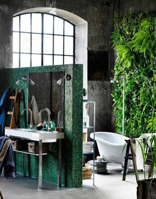 30 Green Ideas for Modern  Bathroom Decorating  with Plants 