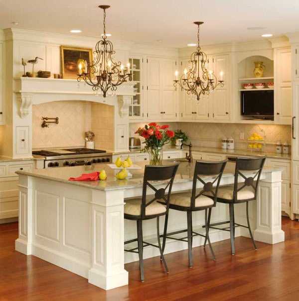 white kitchen cabinets and island design