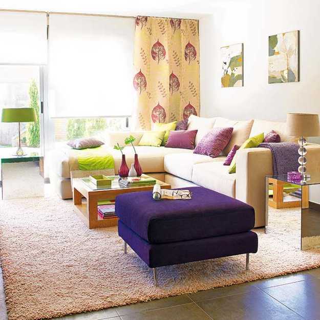 green and purple color scheme for living room design