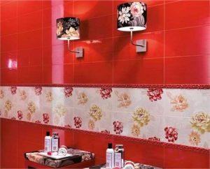 Modern Wall Tiles in Red Colors Creating Stunning Bathroom Design