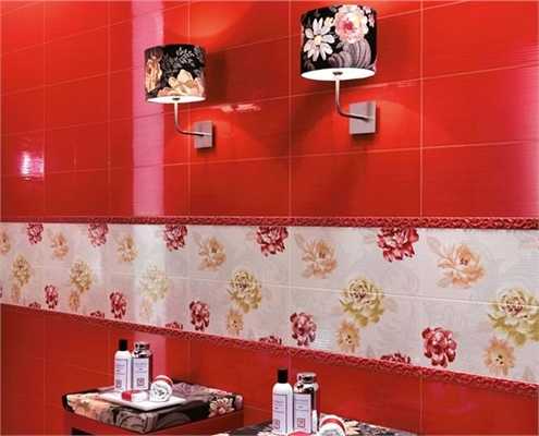 Modern Wall Tiles in Red Colors Creating Stunning Bathroom ...