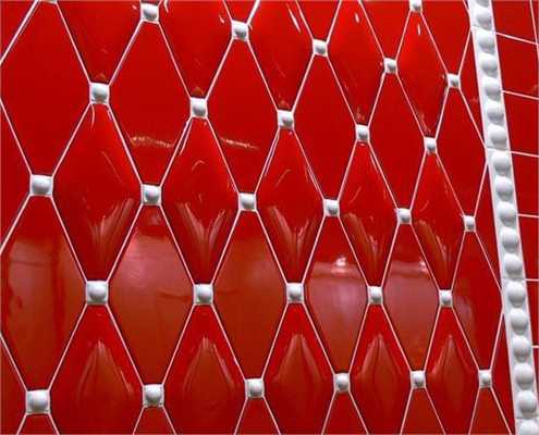 dimond shaped wall tiles in red color