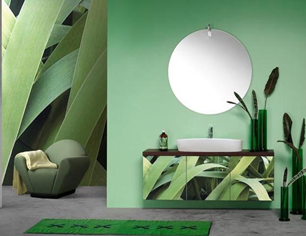 modern bathroom design and decor in green color