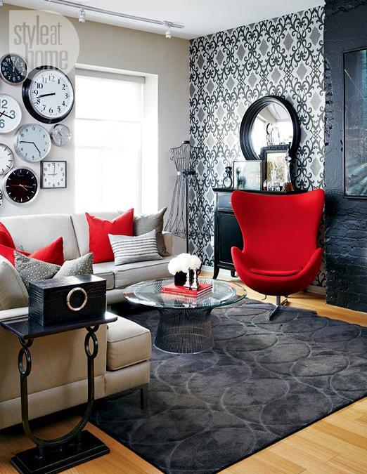 Black And White Rooms With Red Accents Brighten Up Loft In