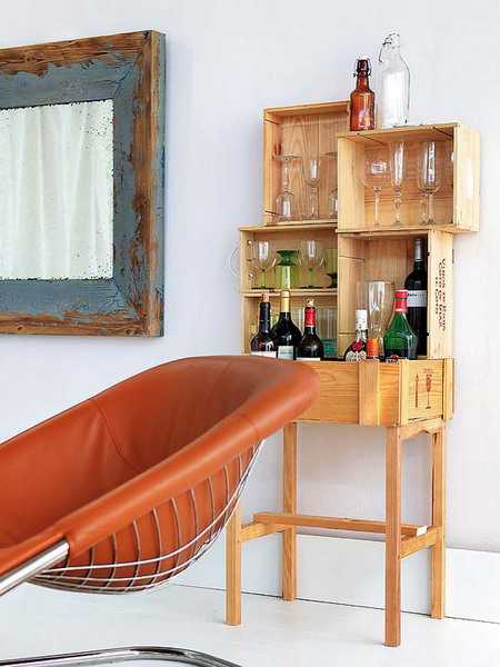 storage furniture made of wooden boxes