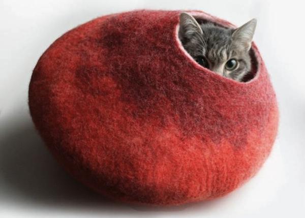 handmade pet beds, felted wool cat bed