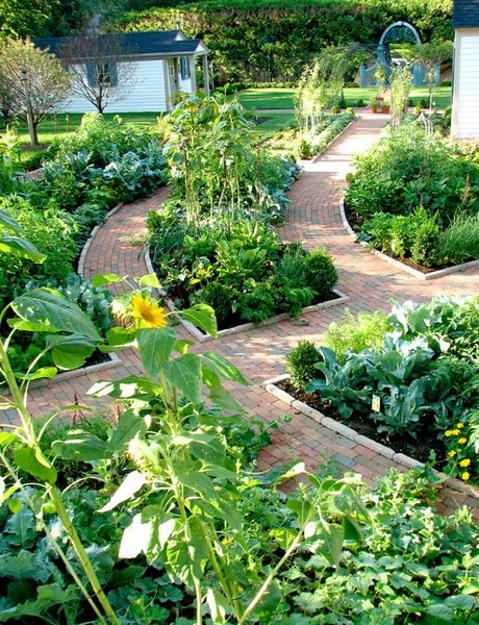 curvy garden paths made with brick