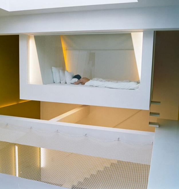 suspended loft bed from ceiling