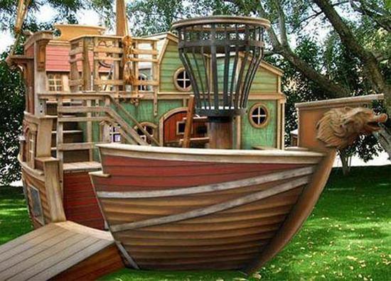 Pirate Ship Play House Design Adding Fun to Kids Backyard 