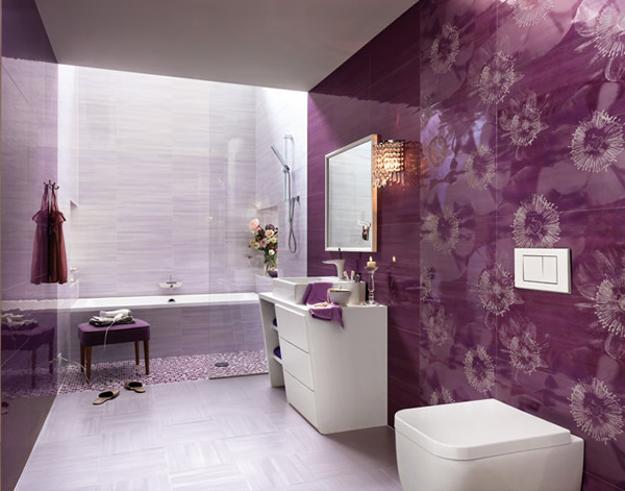 purple flower bathroom wallpaper