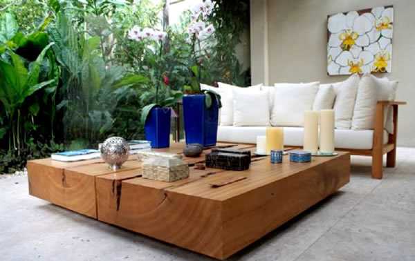 solid wood coffee table for decorating outdoor rooms