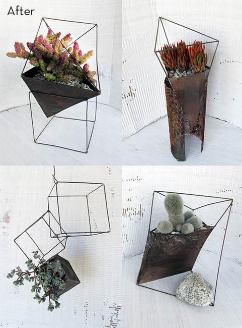 wire diy metal planters garden modern into geometric decorations planter sculptures backyard turning succulent turn aluminum curbly stand stands trendy