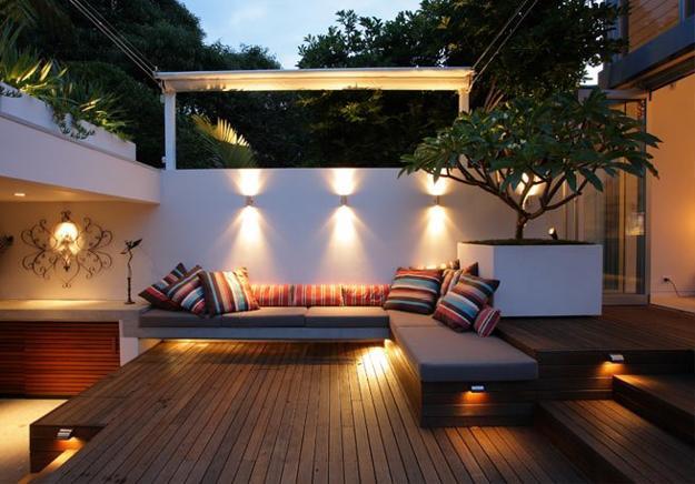 small backyard design with outdoor seating area