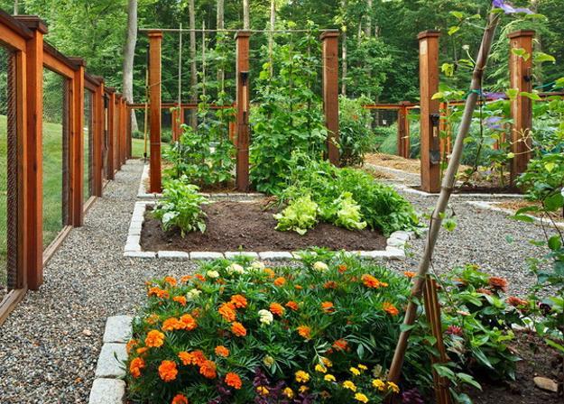 flowers beds with stone edges