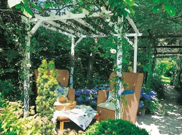 Long term solution for sunshade, beautiful wooden structure and stone patio ideas