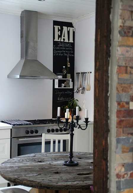 small kitchen design with atainless steel hood