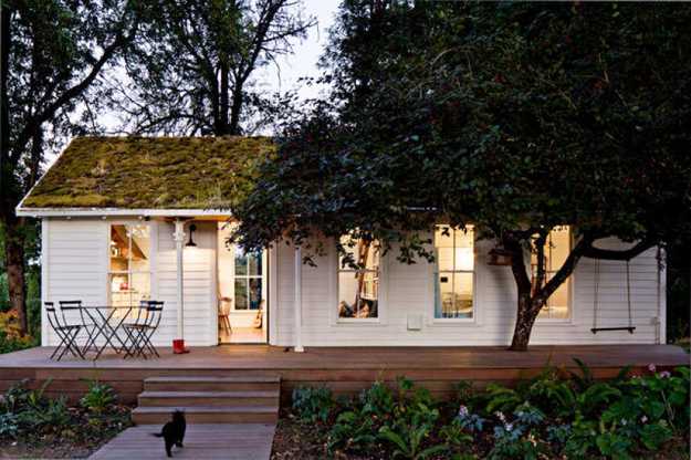house exterior and green roof