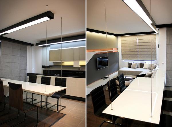 small apartment ideas and interior design in futuristic style