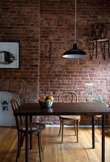 dining brick modern ceiling kitchens designs exposed kitchen open enhanced interior