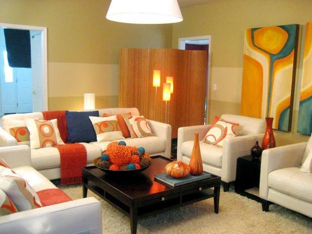 Light blue and clearance orange living room