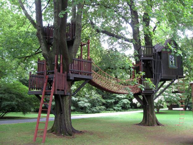 treehouse tree perch wooden deck ideas backyard designs 13
