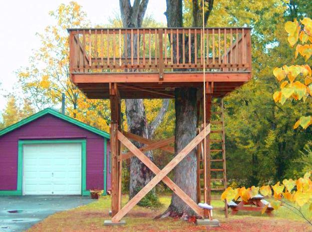 treehouse tree perch wooden deck ideas backyard designs 14