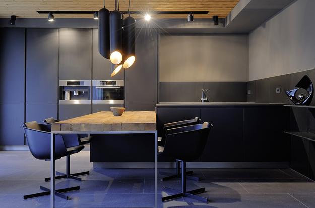 modern interior design with rustic wood and stone in contemporary style