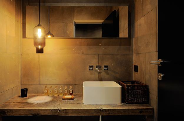 modern interior design with rustic wood and stone in contemporary style