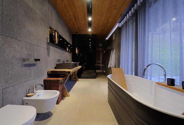modern interior design with rustic wood and stone in contemporary style