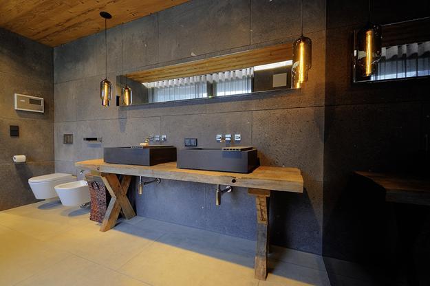 modern interior design with rustic wood and stone in contemporary style