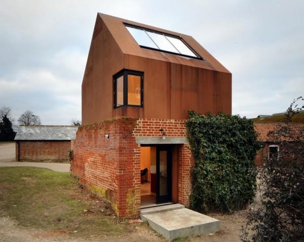 modern architectural design with antique brick wall